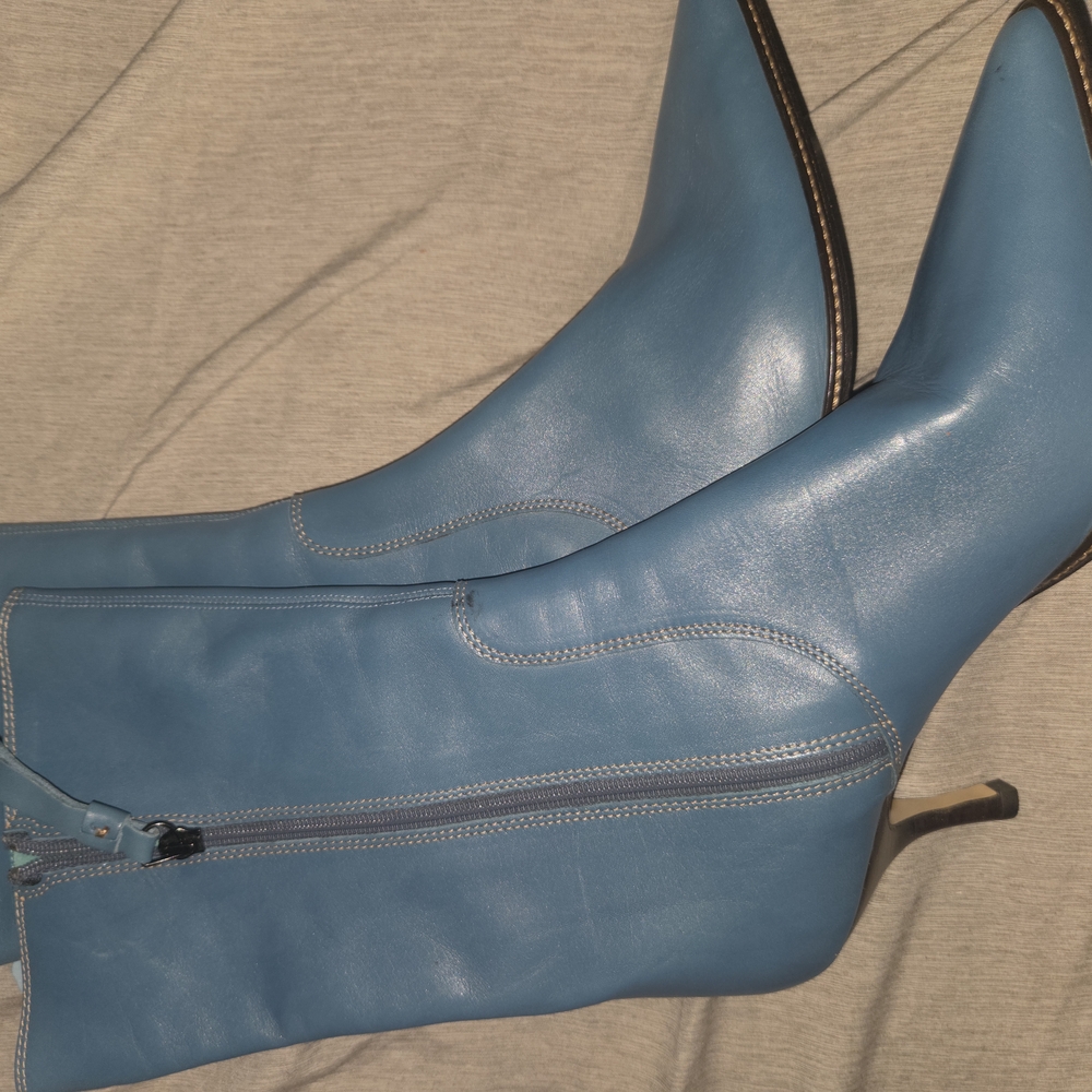 Coach Light Blue Heeled Boots